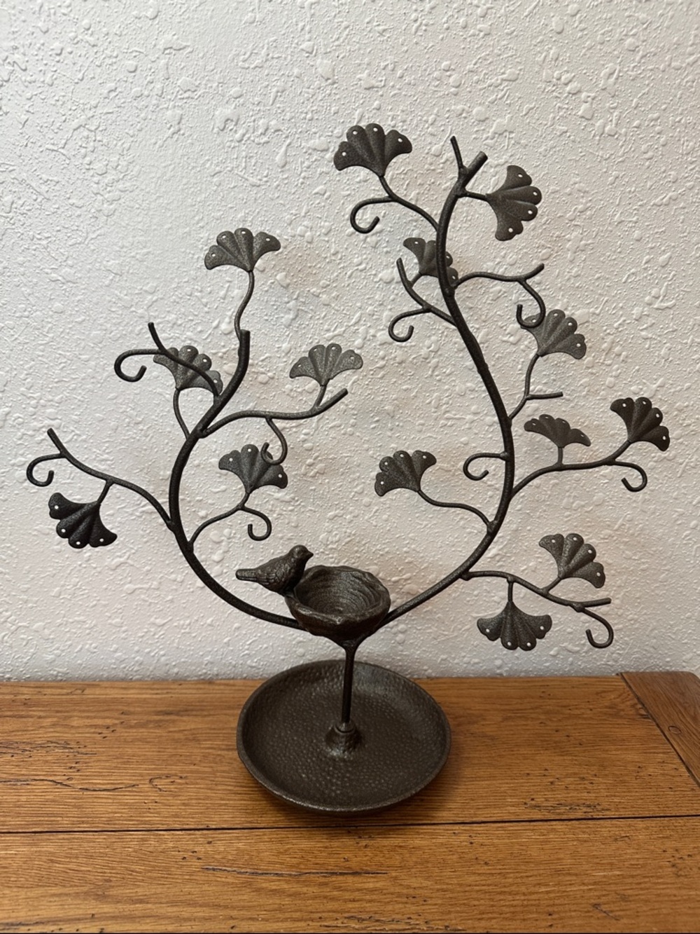 Metal Bird and Twig Jewelry Tree & Nest in Dark Bronze